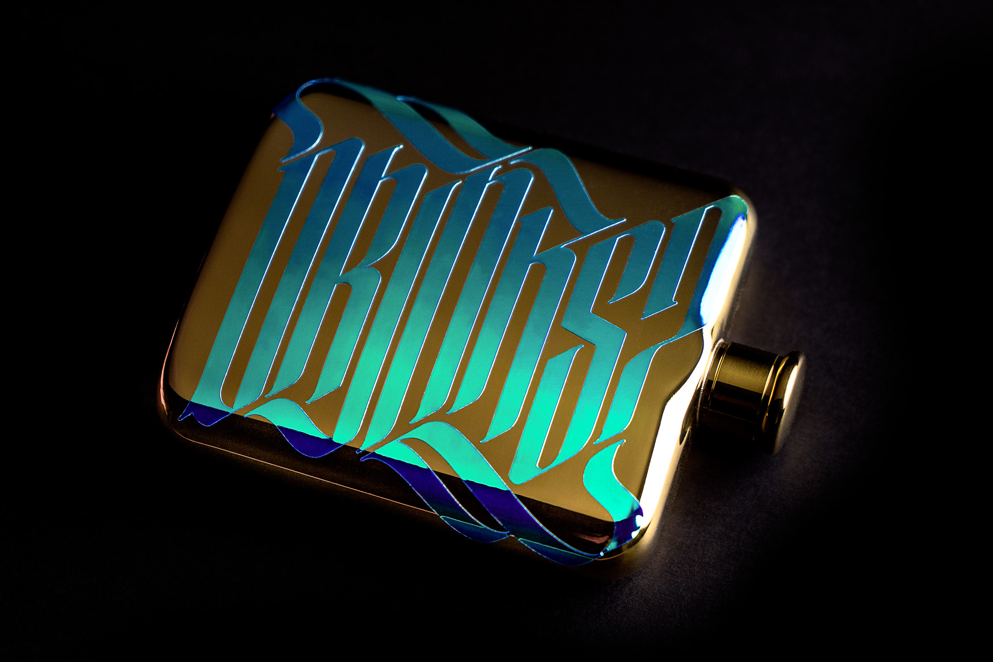 image of typography on a flask