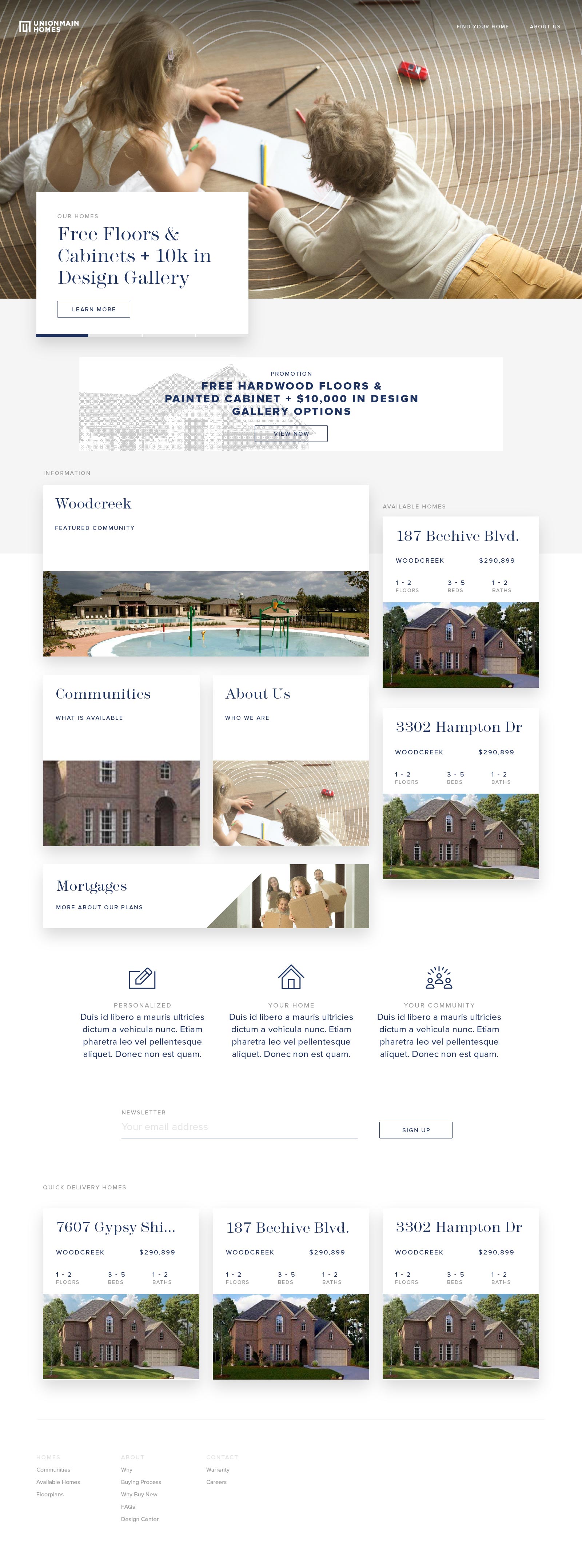 image of union main homes website