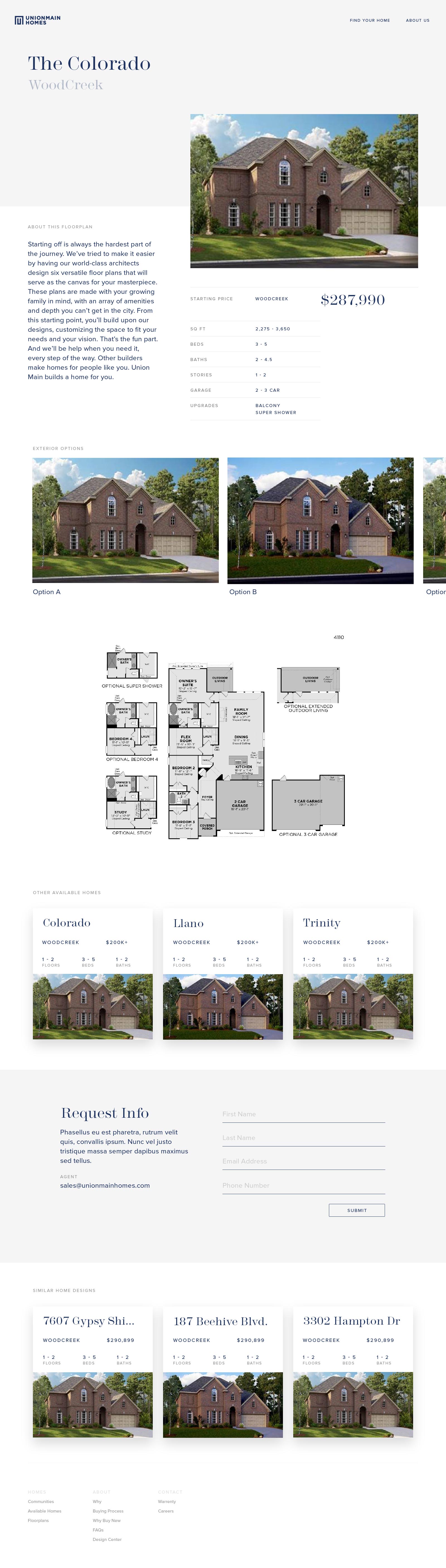 image of union main homes website