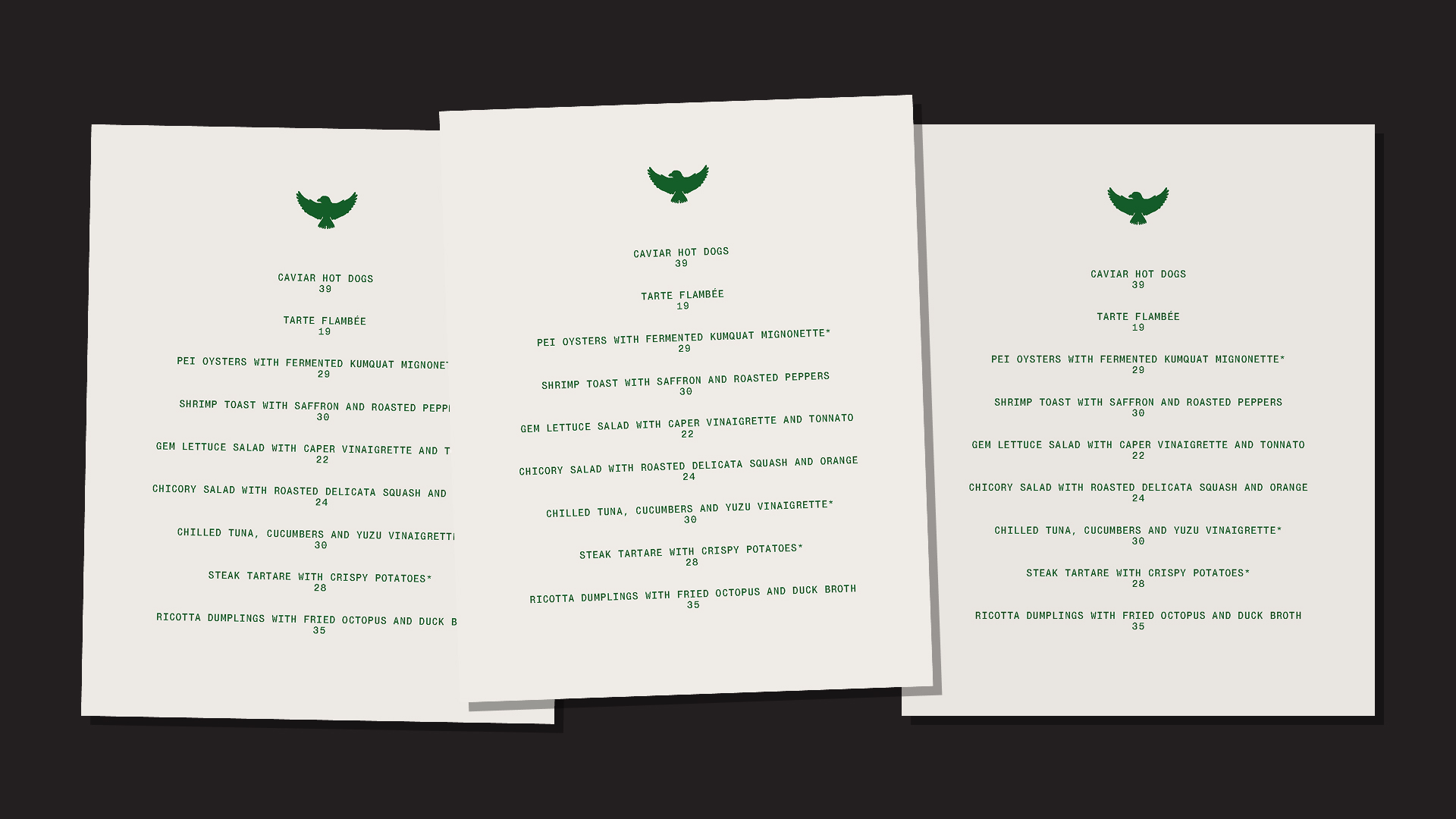 Sparrow logo on menus