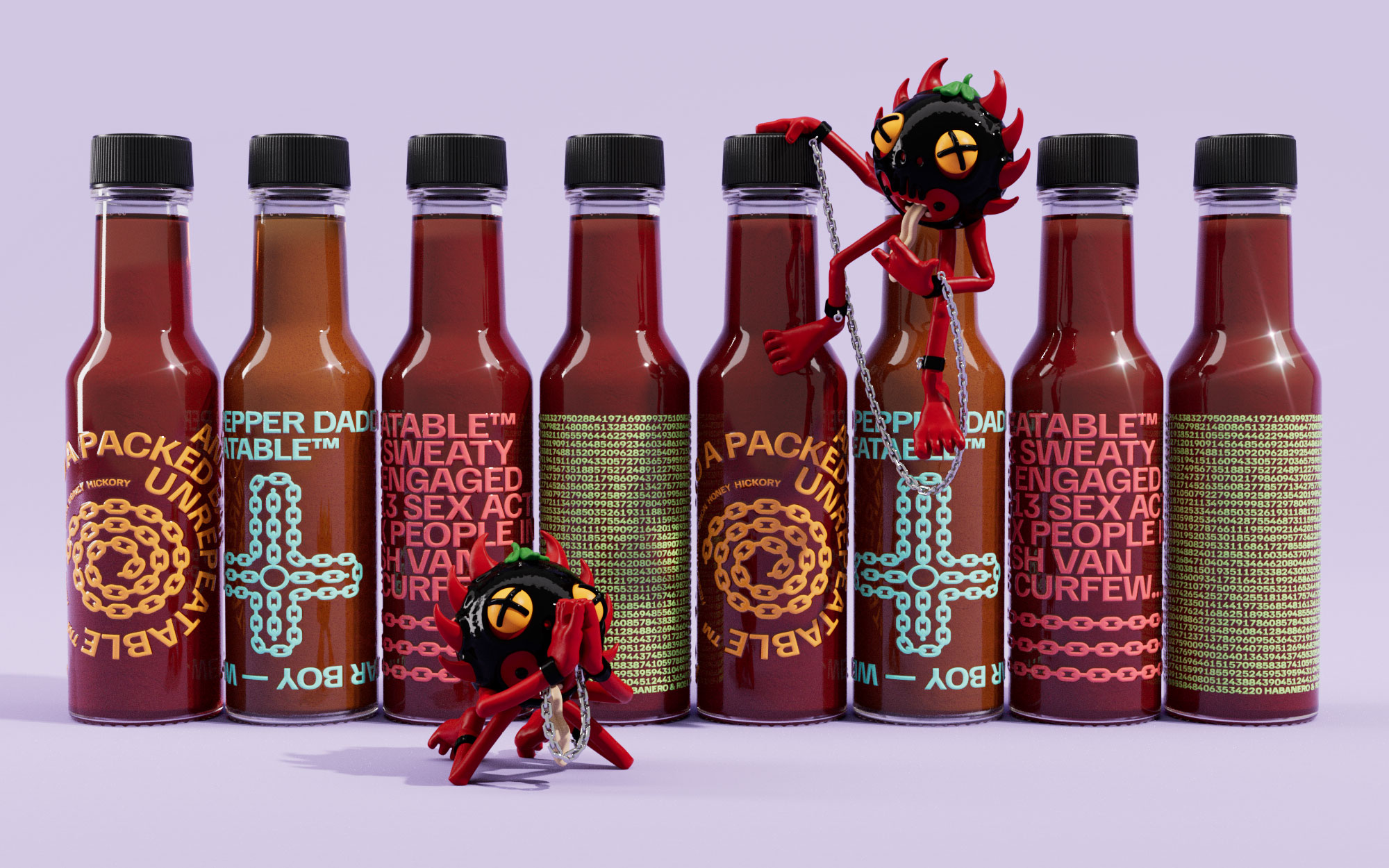 illustration of hot sauces with lude names - Three Ripe & Spicy Pepper Cucks Walk into a Packed Bar and Watch Each Other Eat