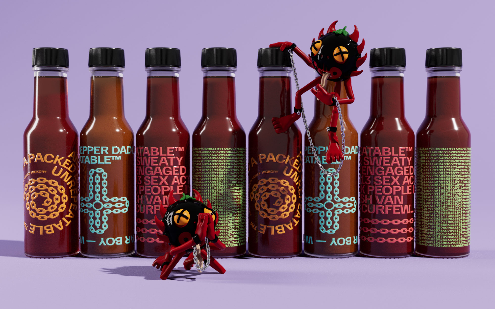 illustration of hot sauces with lude names - Three Ripe & Spicy Pepper Cucks Walk into a Packed Bar and Watch Each Other Eat