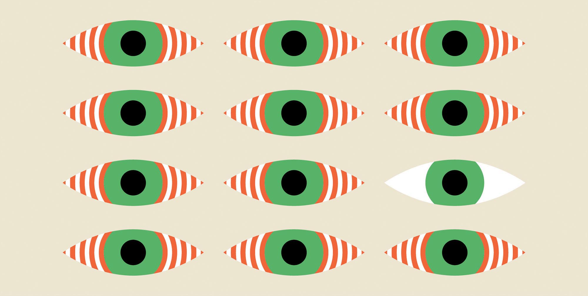 illustration of twelve eyeballs