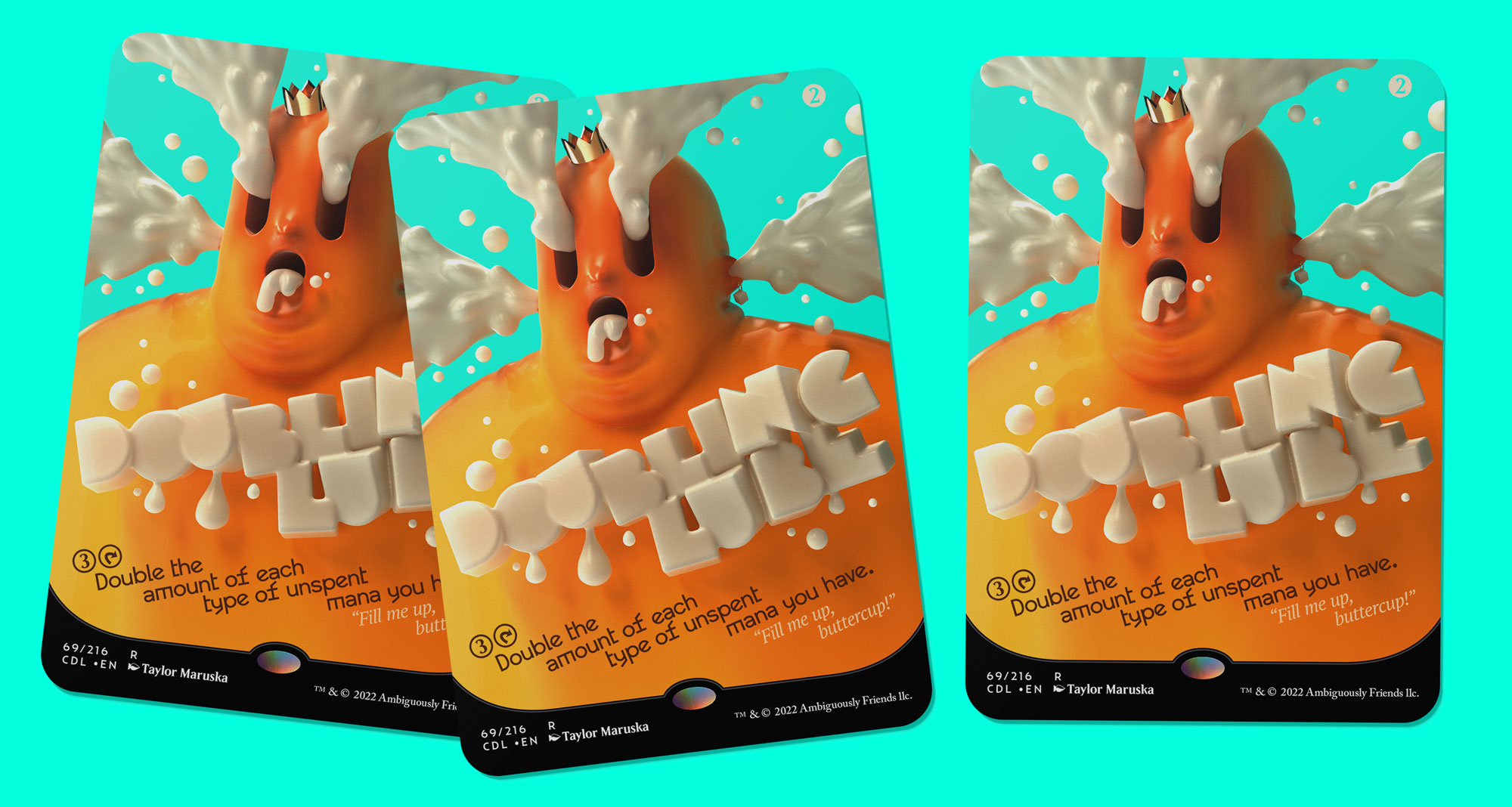 image of a card with a orange creature with goo spewing out