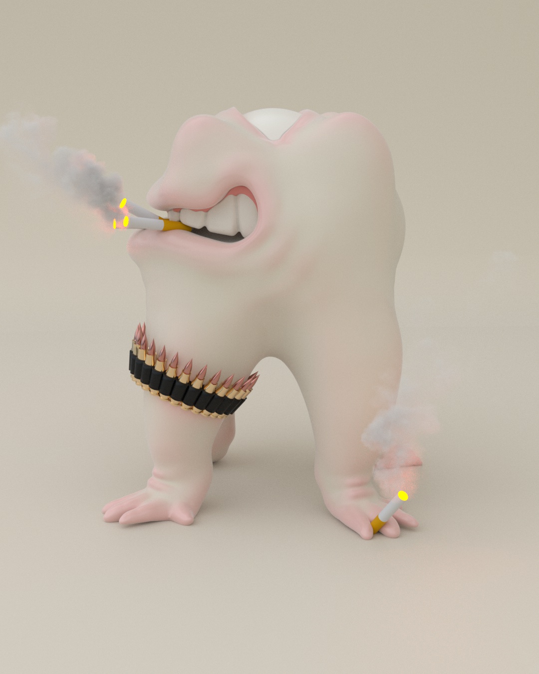 image of a tooth with an eye and smoking
